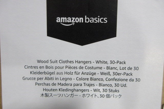 60 AMAZON BASICS 30PK WOOD CLOTHES HANGERS - lot-0m3-010x20a