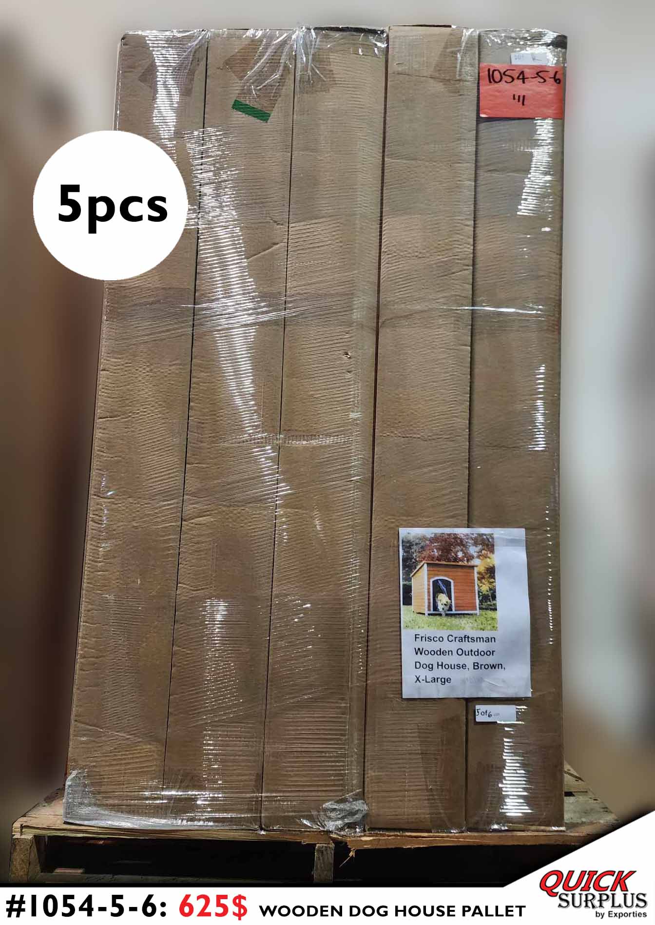 PET FRISCO CRAFTSMAN WOODEN DOG HOUSE BROWN - LOT-1054-5-6